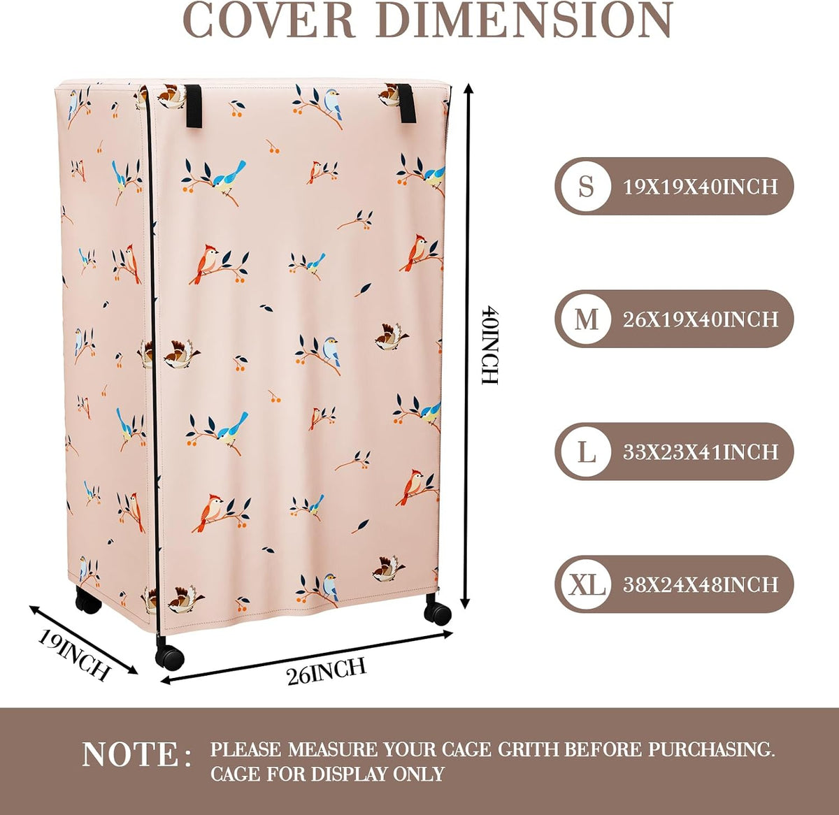 Side view of Tchvt bird cage cover with ventilation features