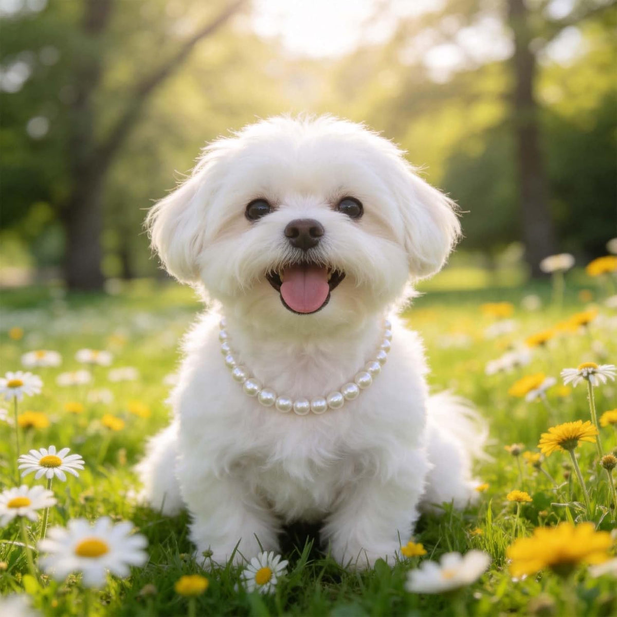 White dog pearl necklace 13 inches size for holiday celebrations