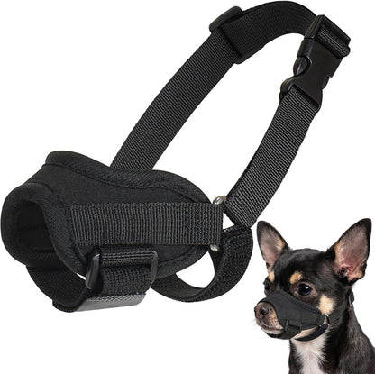 GoGoPaw soft air mesh dog muzzle front view on a medium dog