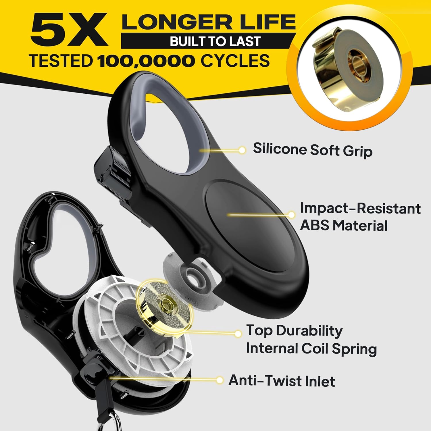 Fida retractable leash rustproof swivel hook