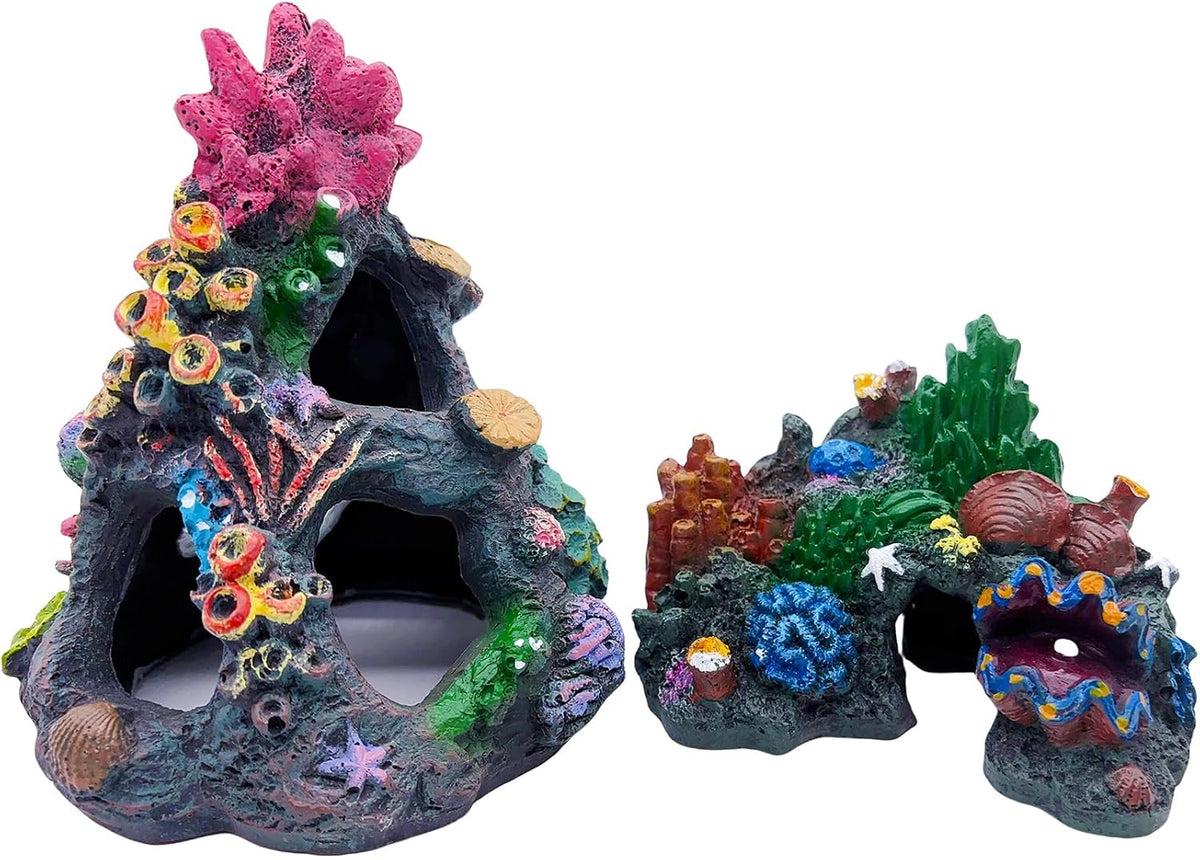 Tfwadmx aquarium coral decoration front view of mountain cave and reef ornament
