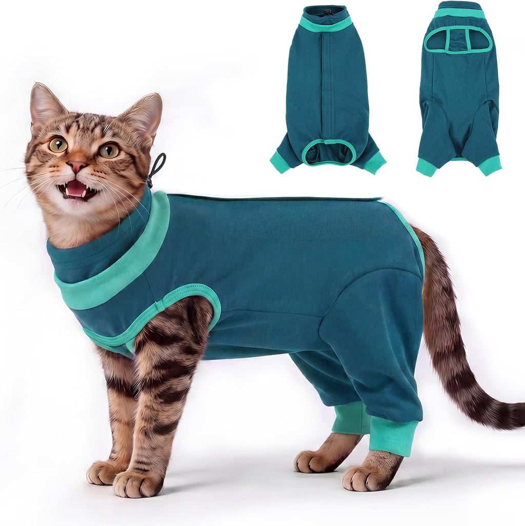 Brkurleg cat recovery suit green front view