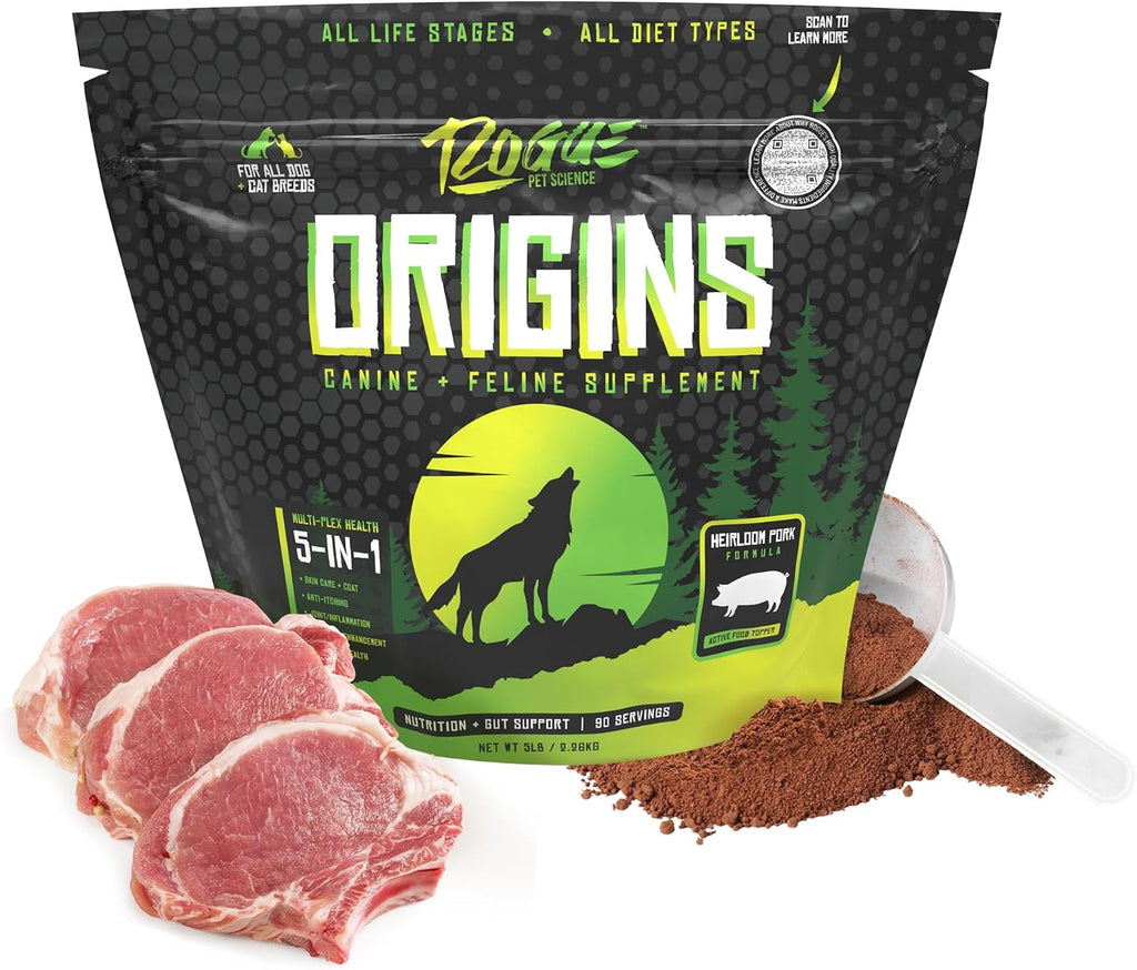 ROGUE PET SCIENCE Origins 5-in-1 Dog Supplement - Powdered Food Topper w/Natural Omega 3 Fish Oil - Supports Healthy Digestion, Skin, and Coat - Helps Reduce Itching & Joint Inflammation (5 lbs) - Image 10