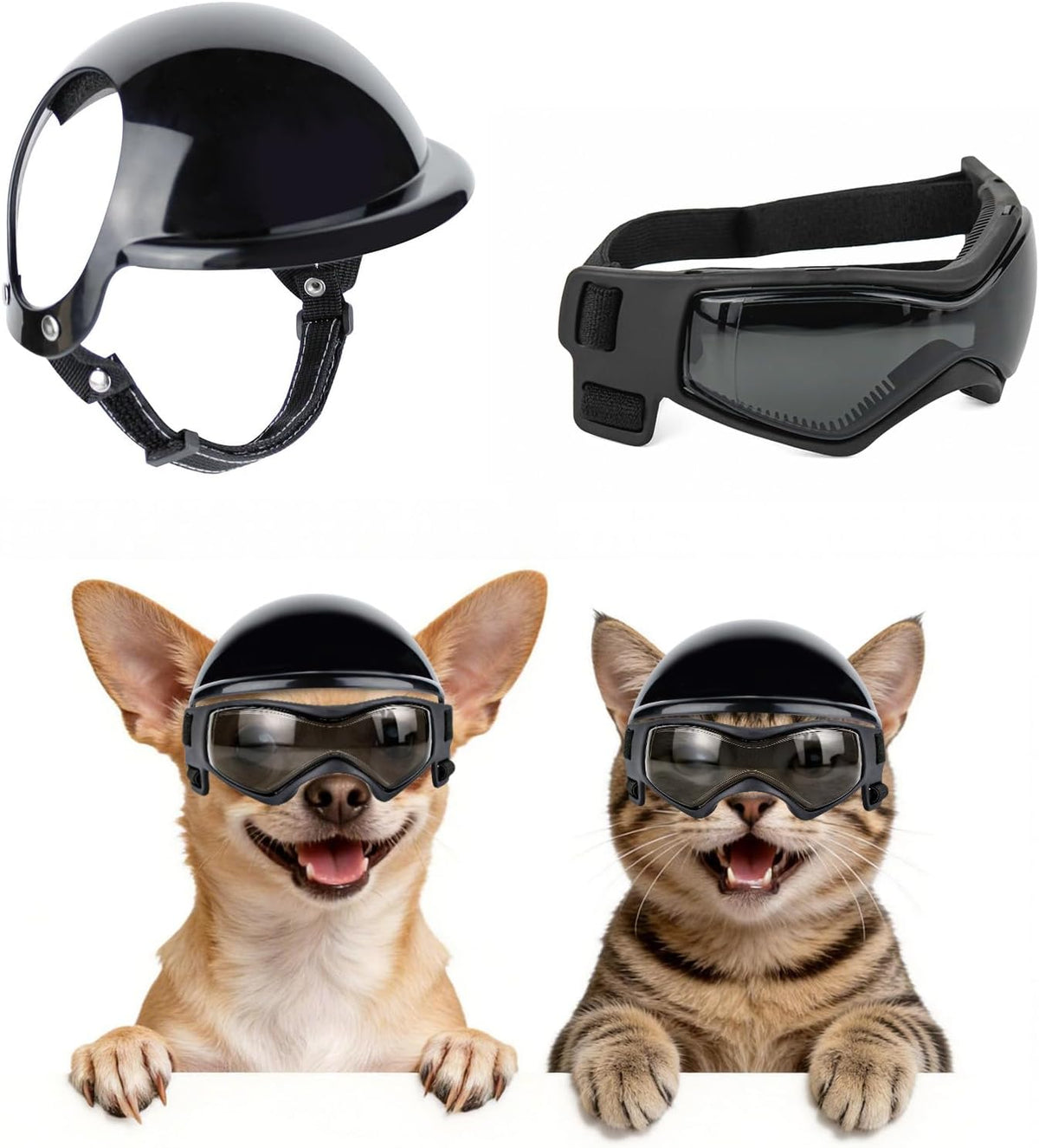Dog Helmet for Small Dogs, XSmall Chihuahua Dog Motorcycle Helmets with Ear Holes, Pet Safety Hat Extra Small Doggy Helmet for Puppy & Cats Head Protection, Adjustable, Black XS - Image 12