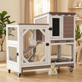 Aivituvin 39.3" Large 2-Story Rabbit Hutch, Indoor Outdoor Bunny Cage with Chew-Proof Ramp, Leak-Proof & Easy-to-Clean Tray, Lockable Wheels, for Rabbits & Guinea Pigs - Image 1