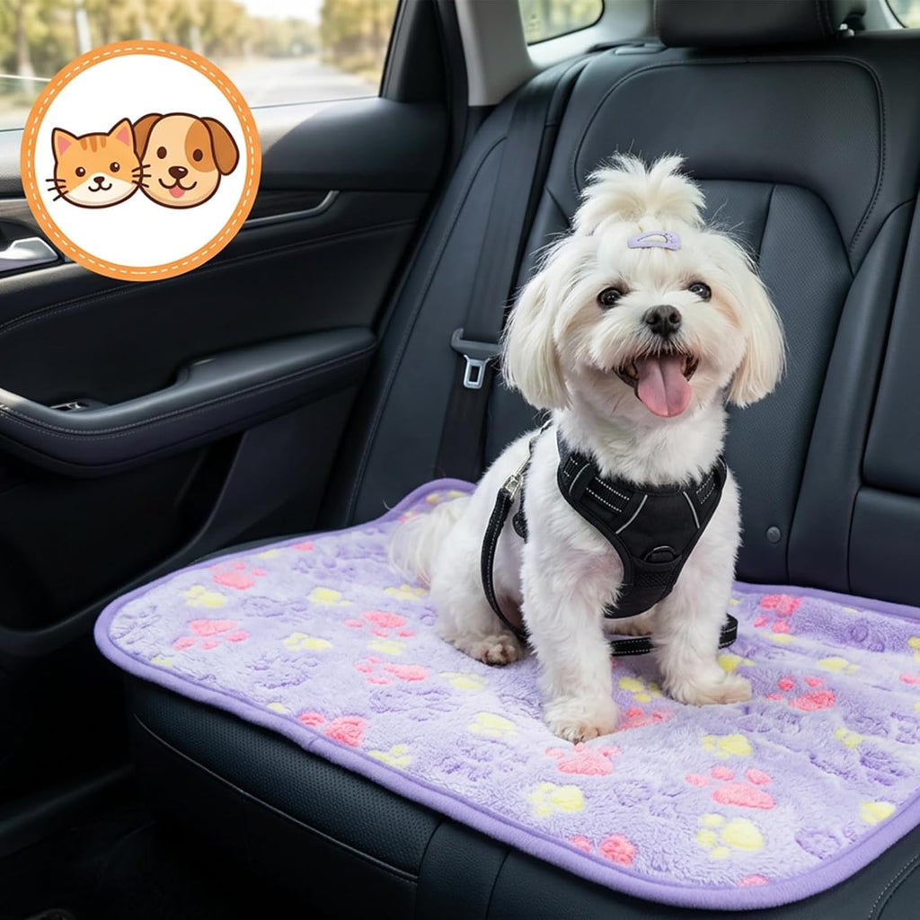 Moheaaei fluffy pet blankets assortment close up showing the soft fabric texture