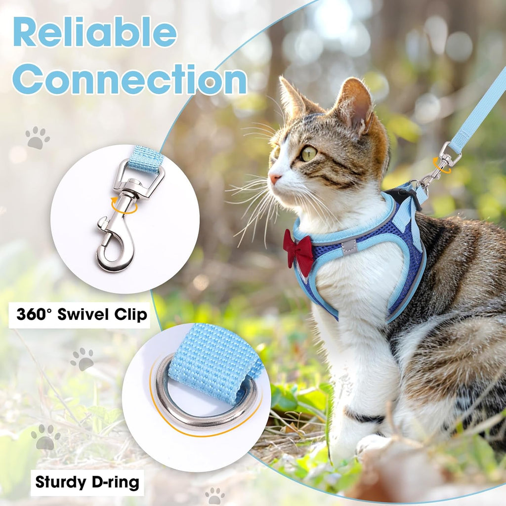 Secure dual metal loops and side buckles on cat harness