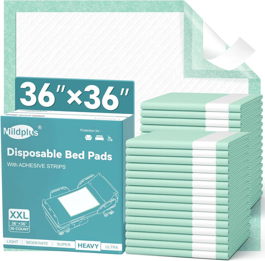 Mildplus disposable bed pads 36x36 inch front packaging view