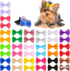 YAKA 60PCS (30 Paris) Cute Puppy Dog Small Bowknot Hair Bows with Rubber Bands Handmade Hair Accessories Bow Pet Grooming Products(Mix Colors) - Image 9