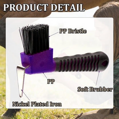 Equestrian grooming supplies purple hoof pick with stiff bristles