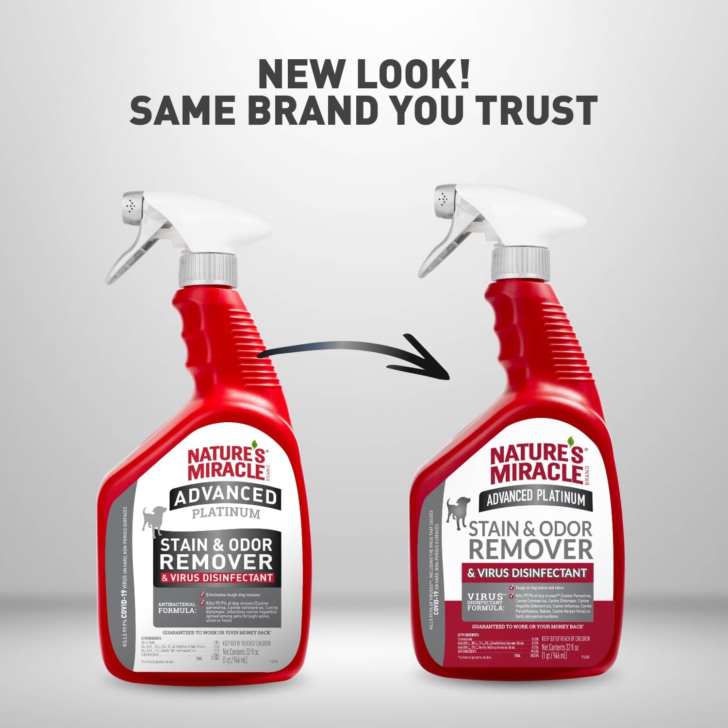 Close up of Natures Miracle Advanced Platinum label features