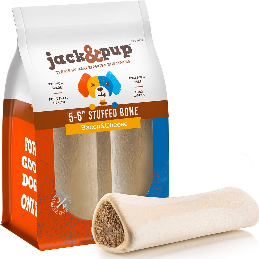 Jack&Pup 5-6" Large Filled Dog Bones for Dogs (3 Pack) - Stuffed Shin Bones for Large Dogs, Long-Lasting Bone, High-Protein Dog Chews - Peanut Butter Flavor - Image 9
