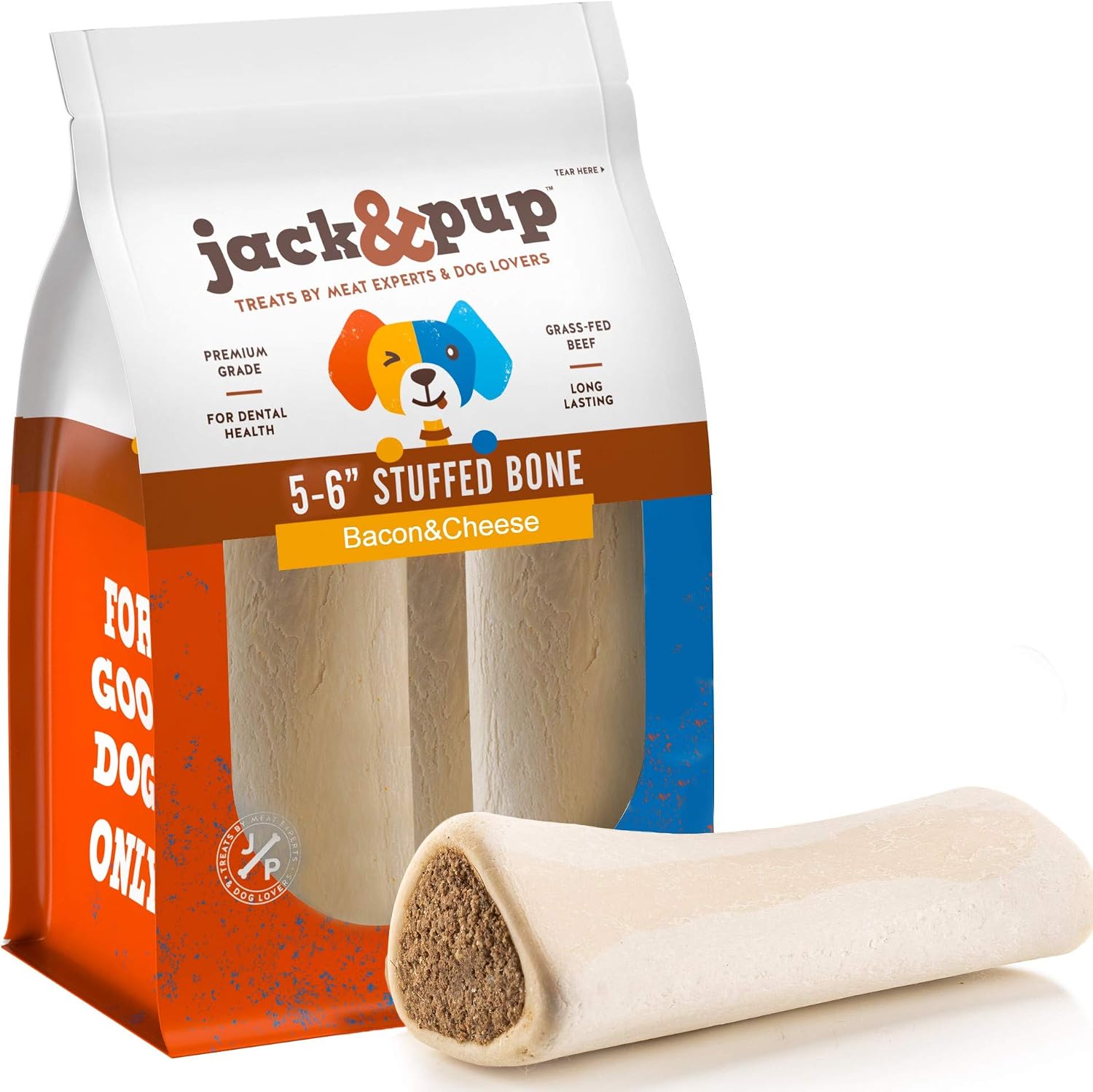 Jack&Pup 5-6" Large Filled Dog Bones for Dogs (3 Pack) - Stuffed Shin Bones for Large Dogs, Long-Lasting Bone, High-Protein Dog Chews - Peanut Butter Flavor - Image 9