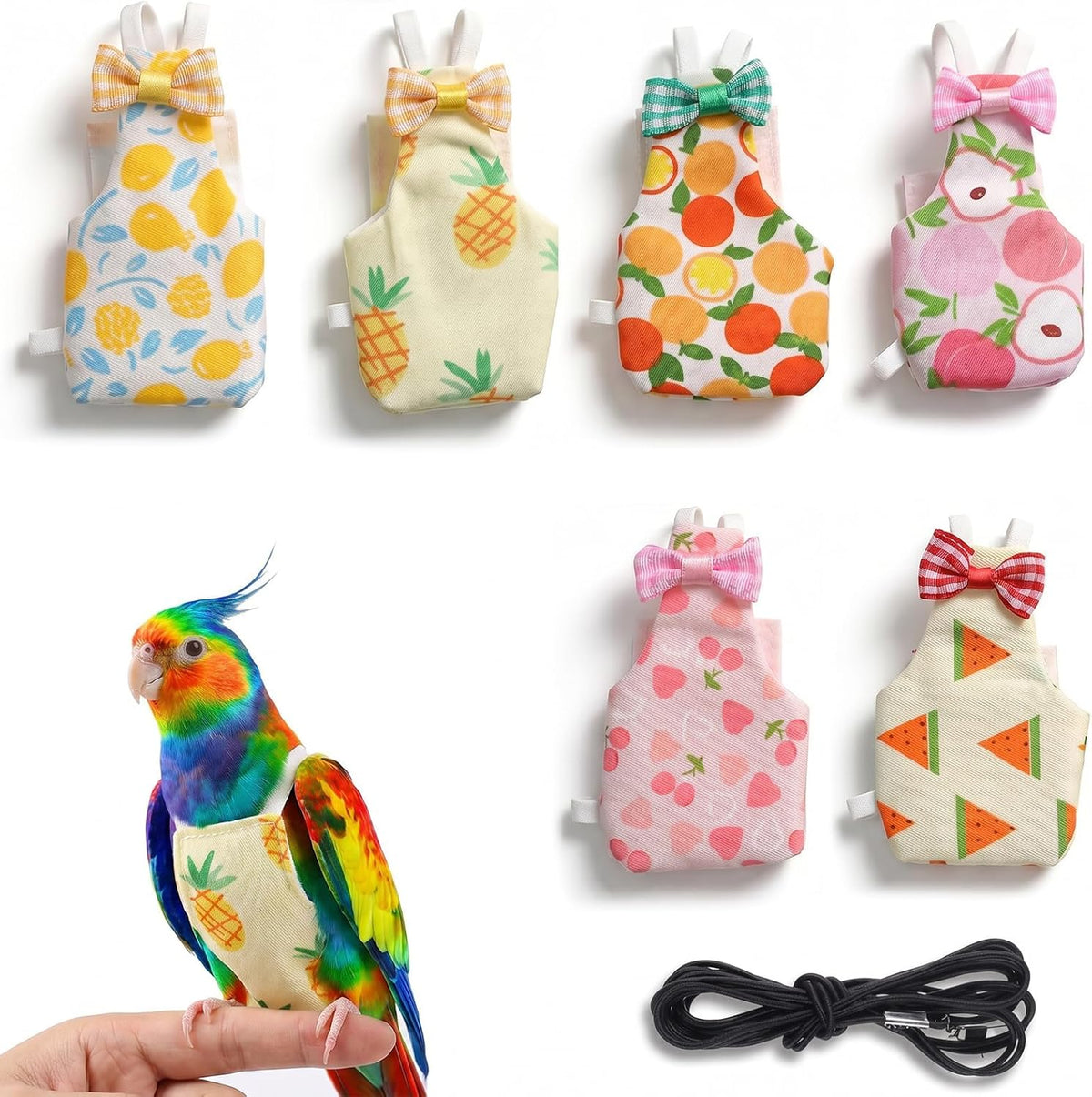 6 Pcs Bird Diaper, Reusable Chicken Diapers, Parrot Diaper Flight Suit with Waterproof Inner - Cute Pet Bird Diapers for Cockatiel Budgie Canary Lovebird - Image 1