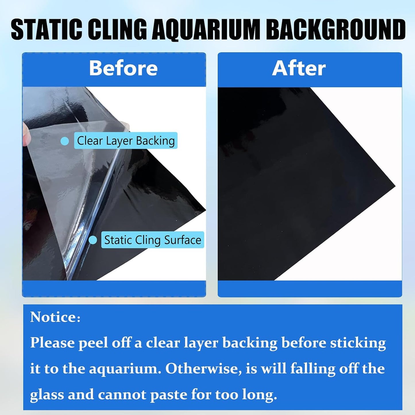 XCNO Premium Black Vinyl Poster sheet trimmed for custom aquarium sizes