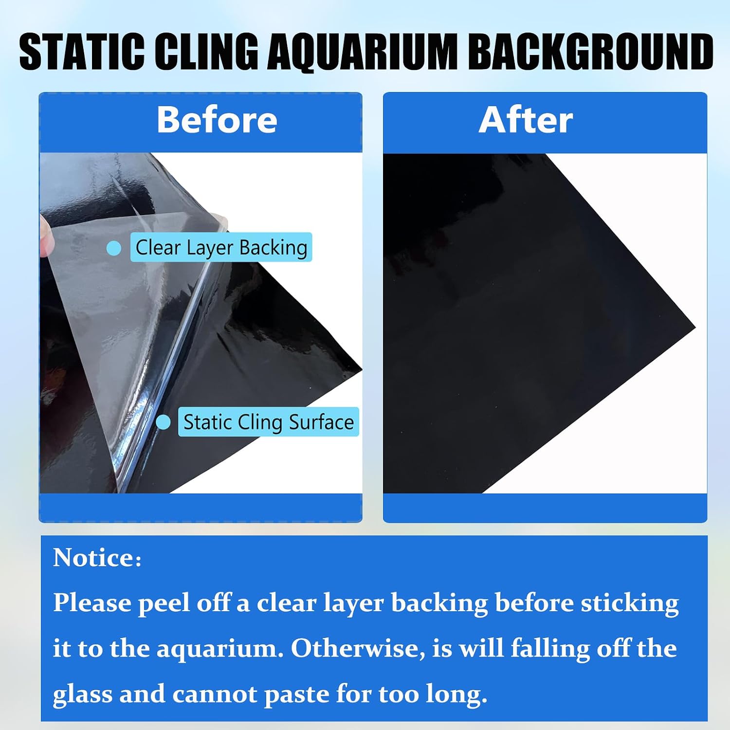 XCNO Premium Black Vinyl Poster sheet trimmed for custom aquarium sizes