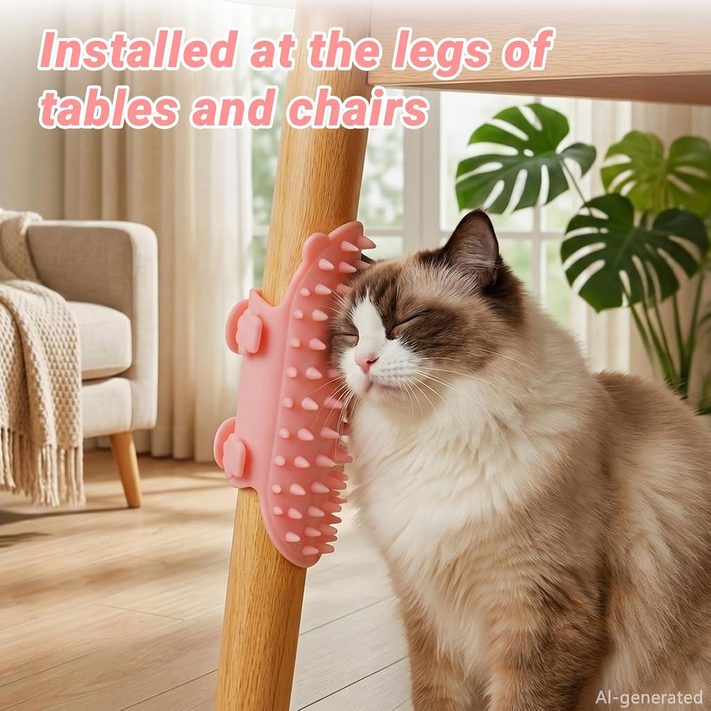 Pet cat rubbing against Cyeelves corner massage comb