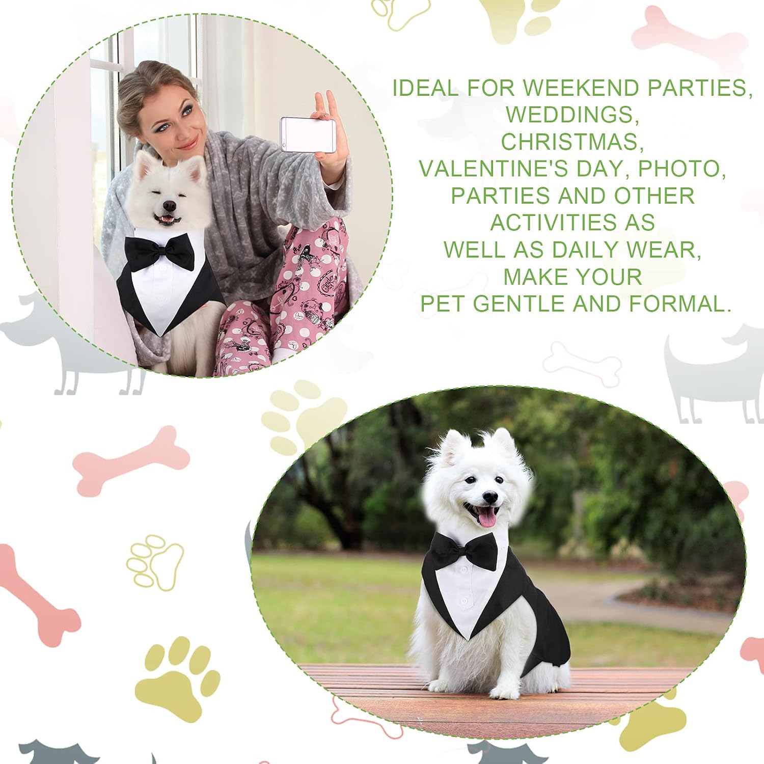 Weewooday black and white dog tuxedo jacket premium fabric close up