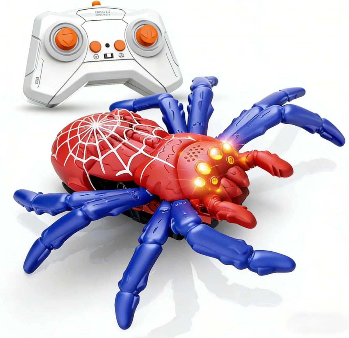 Little Learners Toys Wall Crawler Spider front view climbing a smooth indoor living room wall