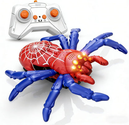 Little Learners Toys Wall Crawler Spider front view climbing a smooth indoor living room wall