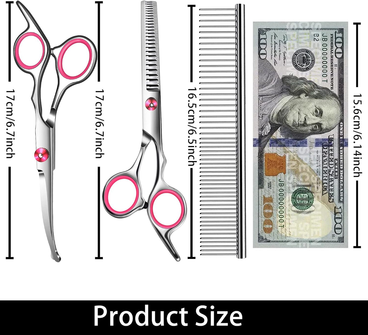 Stainless steel pet thinning shears showing twenty seven texturizing teeth.