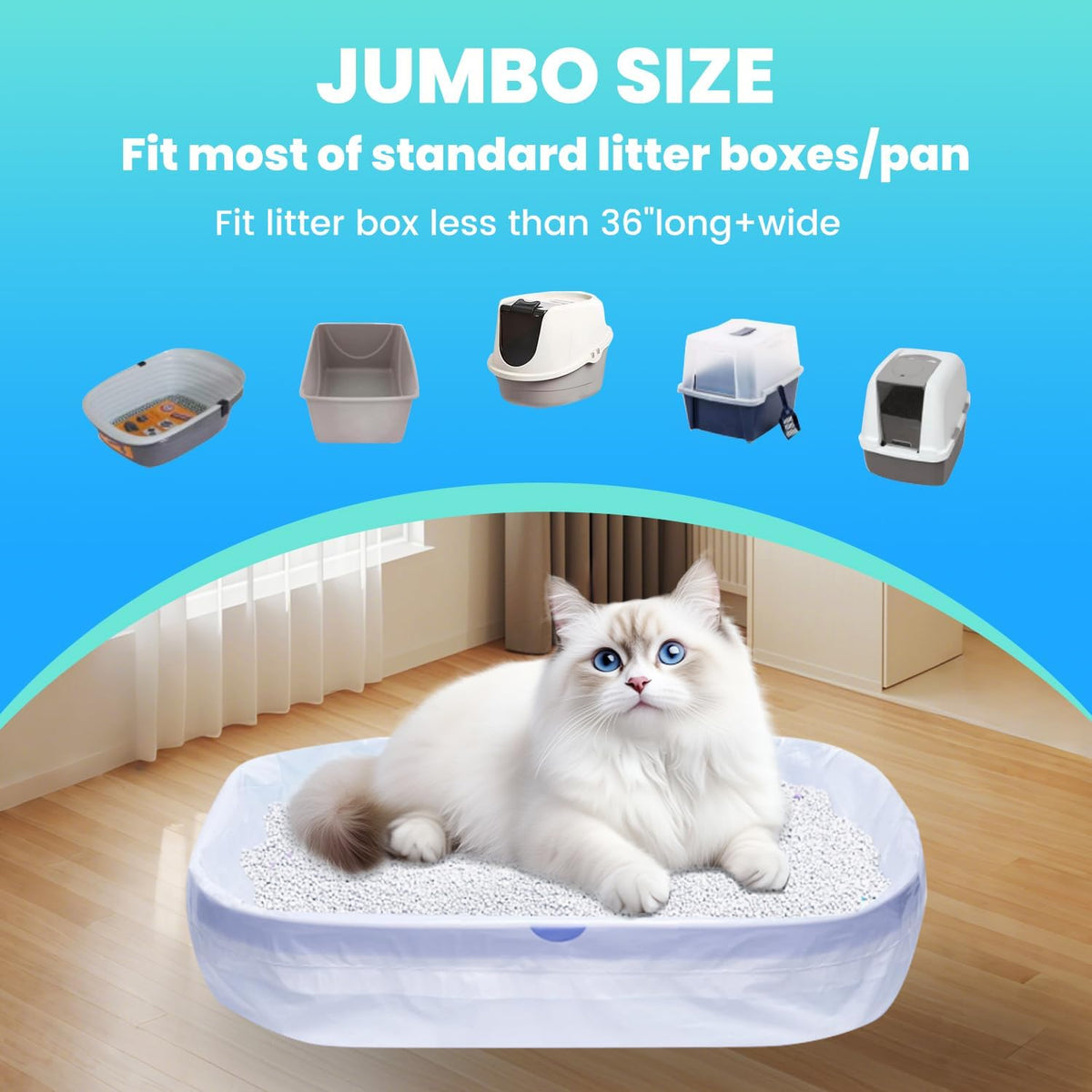 Frnoip extra thick litter box liners showing the 3MIL claw resistant material thickness