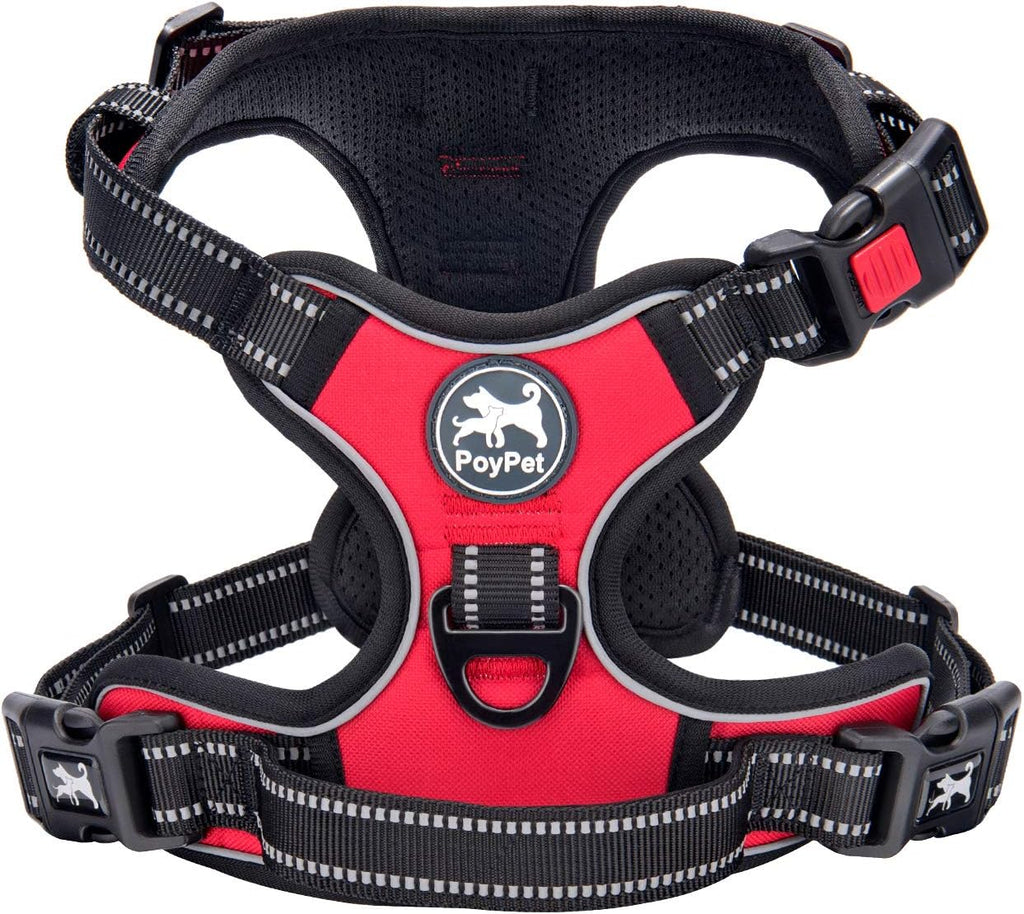 PoyPet No Pull Dog Harness, No Choke Front Lead Dog Reflective Harness, Adjustable Soft Padded Pet Vest with Easy Control Handle for Small to Large Dogs(Pink, Medium) - Image 10