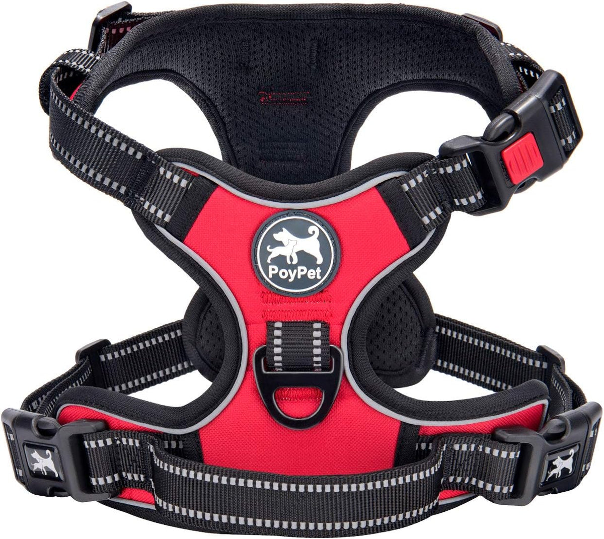 PoyPet No Pull Dog Harness, No Choke Front Lead Dog Reflective Harness, Adjustable Soft Padded Pet Vest with Easy Control Handle for Small to Large Dogs(Pink, Medium) - Image 10
