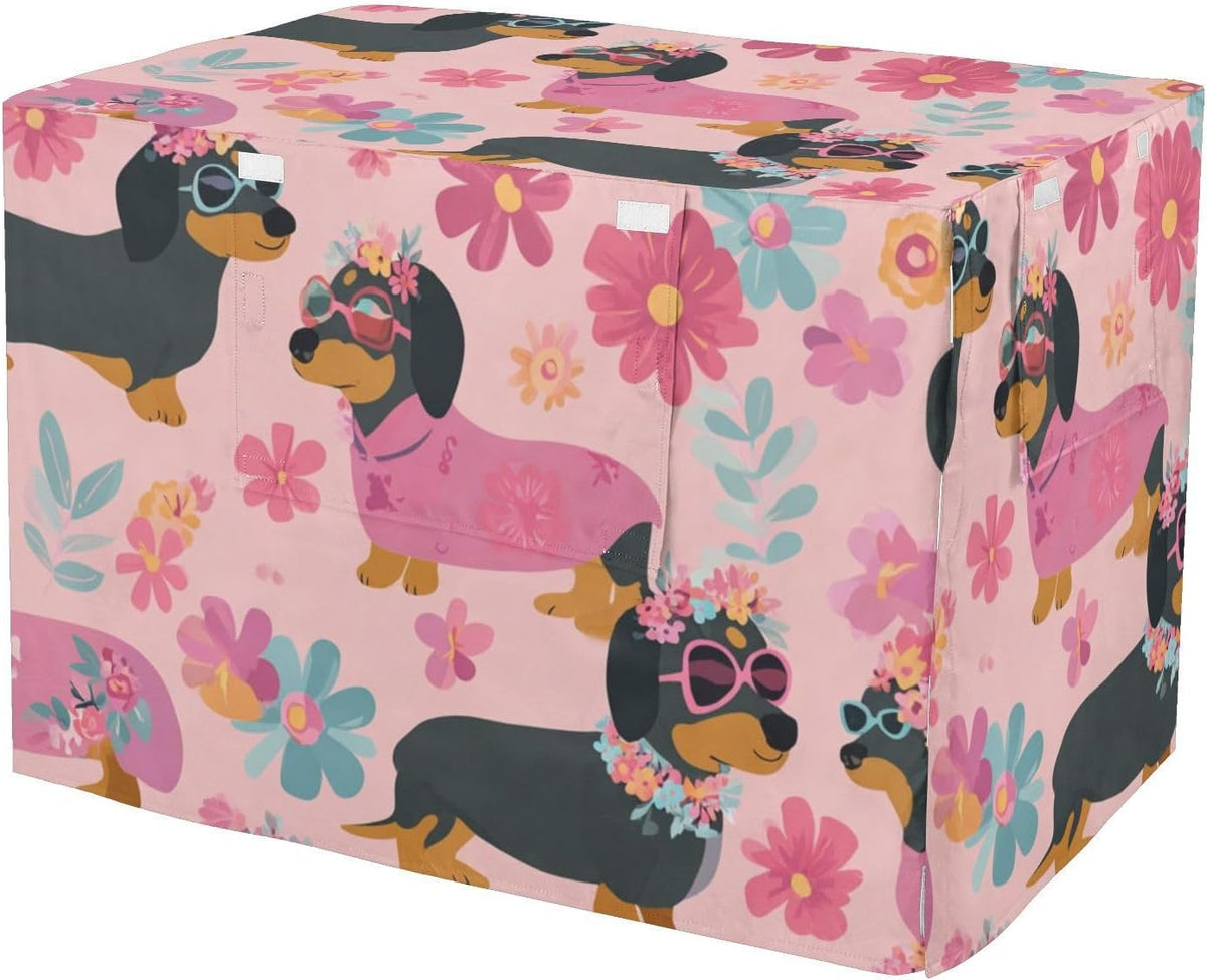 Dog Crate Cover Kennel Cover for Dog Cages Breathable for Wire Cage Indoor Outdoor Primrose Pink Heart Flowers - Image 13