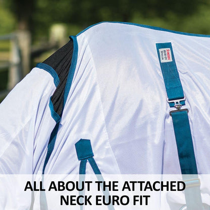 Schneiders white Euro fit horse fly sheet showing the reflective safety stripes during low light conditions
