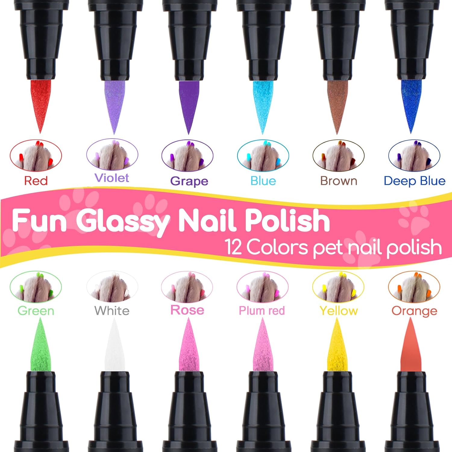 Non toxic quick dry dog safe nail polish markers showing precise application tips