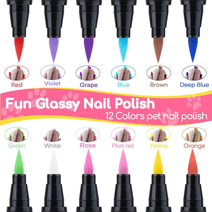 Non toxic quick dry dog safe nail polish markers showing precise application tips
