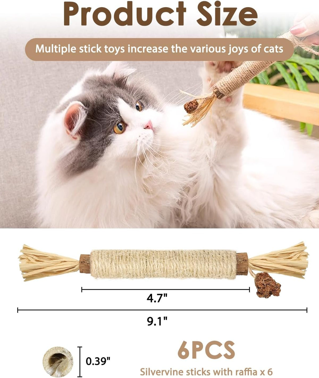 Six pack of natural silvervine cat sticks