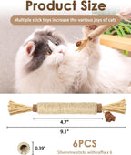 Six pack of natural silvervine cat sticks