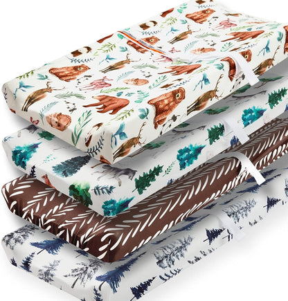 REZIPO woodland forest animals changing pad covers 4 pack front view