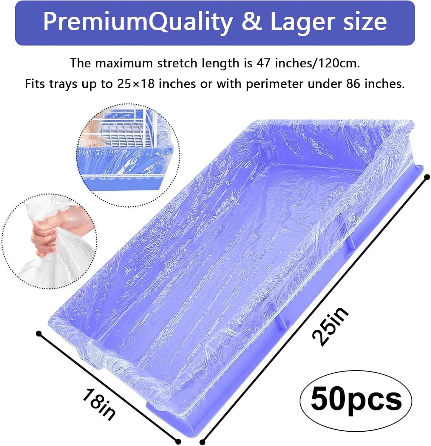 Clear plastic cage liner stretched over small animal tray