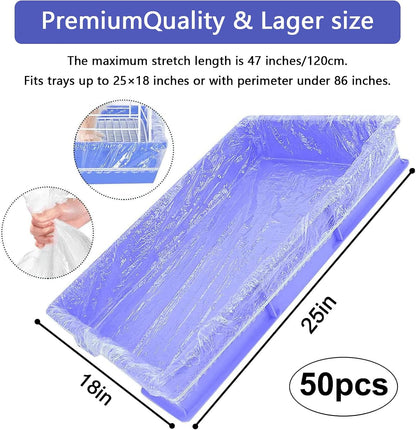 Clear plastic cage liner stretched over small animal tray