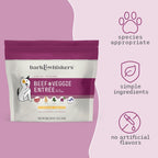 Rehydrated Bark and Whiskers beef and veggie dog food in a bowl