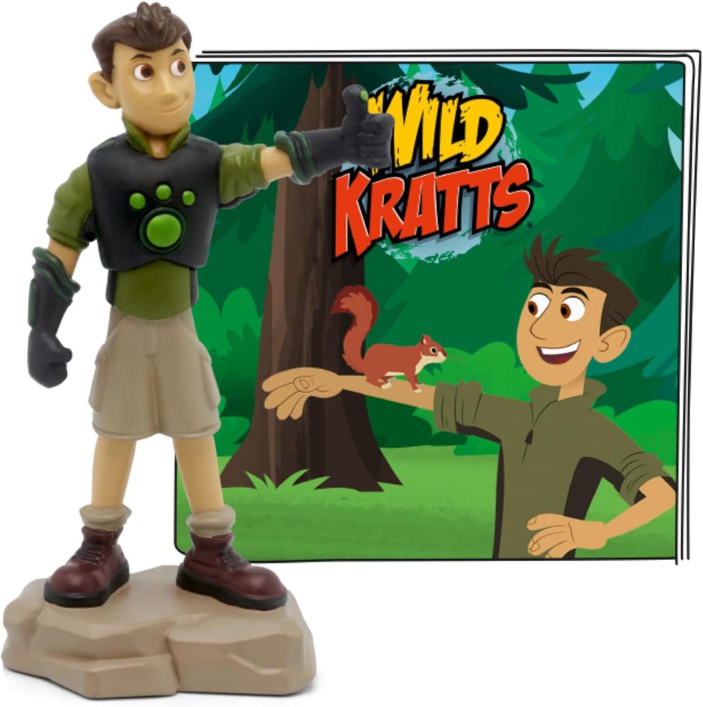 Tonies Wild Kratts Chris Audio Toy Figurine front view showcasing the character in a green and beige creature power suit