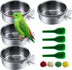 kathson Stainless Steel Bowls for Birds,4 Pcs Parrot Feeder Dish Cups,Bird Cage Water Food Bowl Coop Cup with Clamp Holder for Parrots Cockatiel Budgies Parakeet Lovebird(S) - Image 13