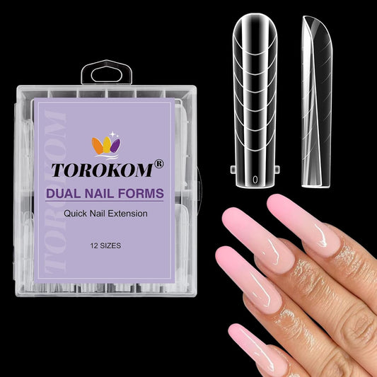 Torokom 120 piece poly extension gel dual nail forms front packaging view