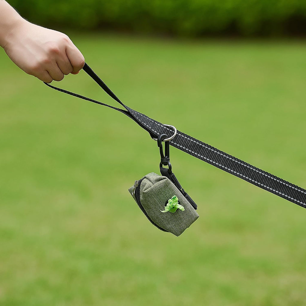 Two pack of six feet black nylon dog leashes laid out flat showcasing length and quality.
