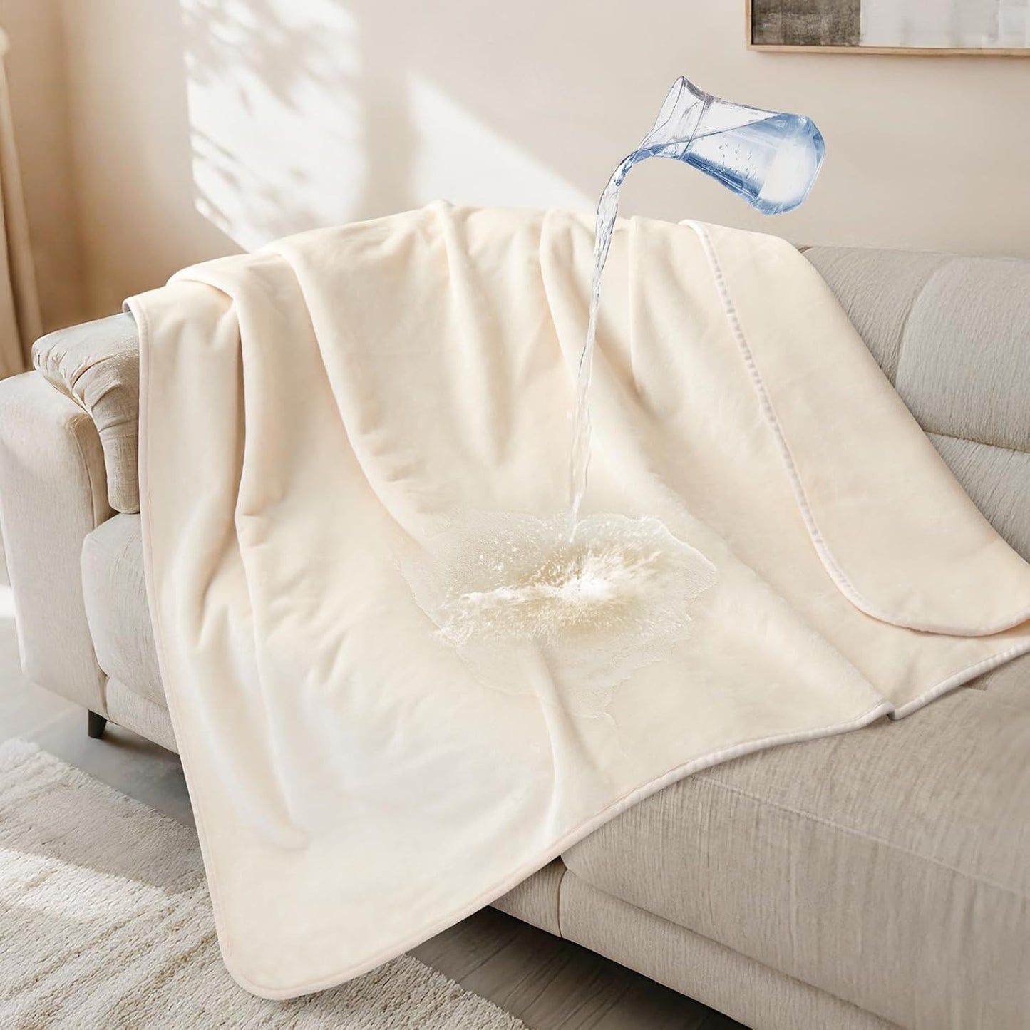 LOOBANI Waterproof Blanket for Bed: Reversible Soft Flannel Twin Bed Blanket 60" x 80", Leakproof Throw Spill-Proof Dog Pet Blanket for Couch Cover, Movie Time, Camping, Travel, Grey - Image 14
