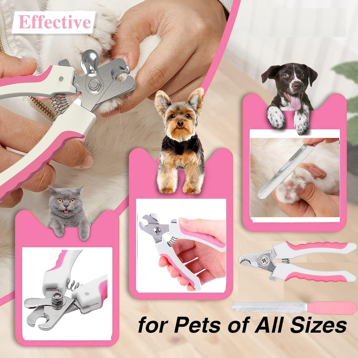 Pet nail clipper and steel nail file for dog and cat paw maintenance