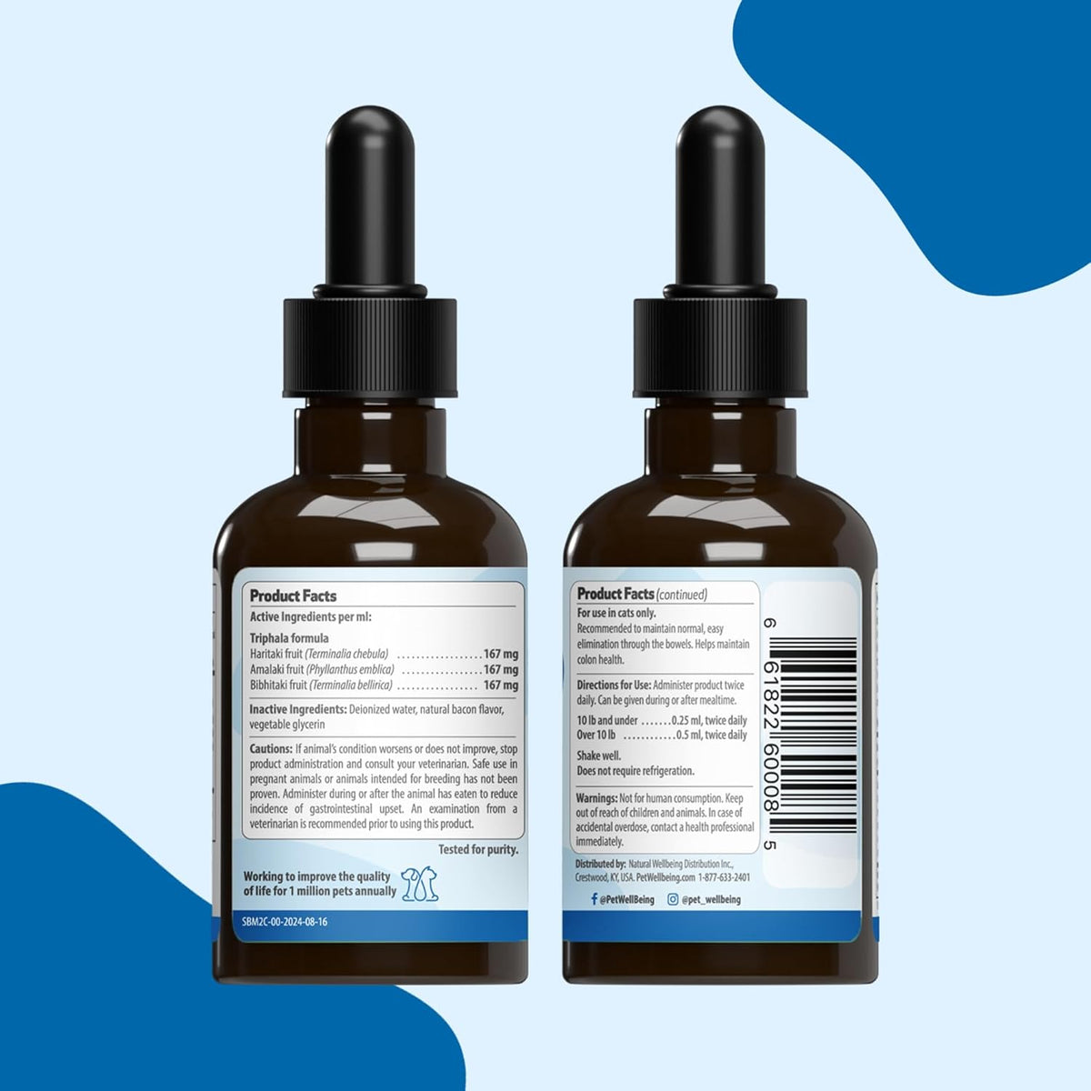 Back label displaying usage instructions and feeding guidelines