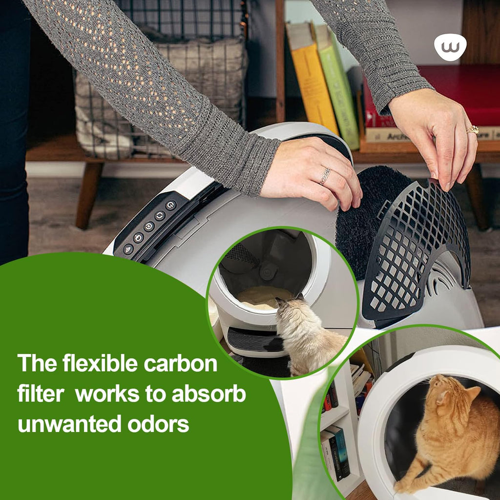 Lubise premium cat litter box air filters display of all eight pieces included in the replacement kit
