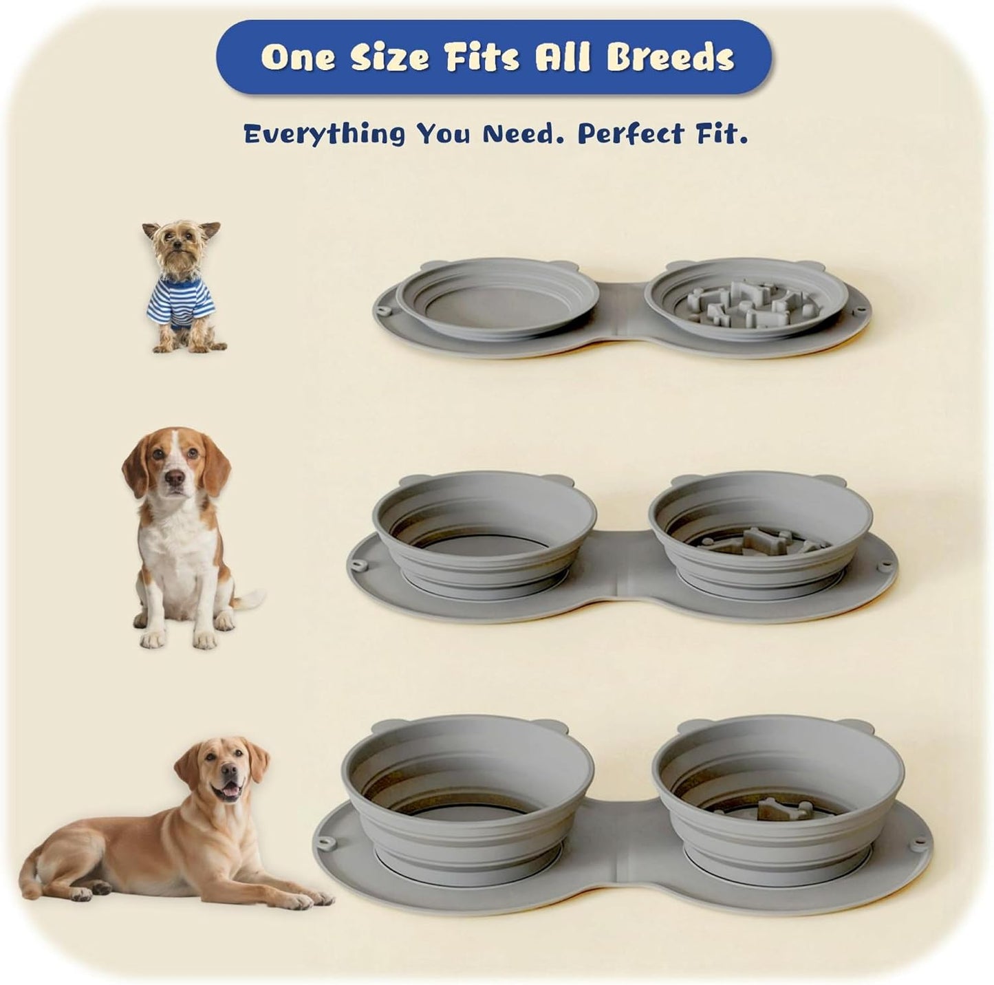 Compact flattened BaiKevin pet travel bowl clipped onto an outdoor backpack