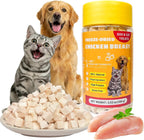 Vital Essentials freeze dried chicken breast treats front view showing high protein pet snacks.