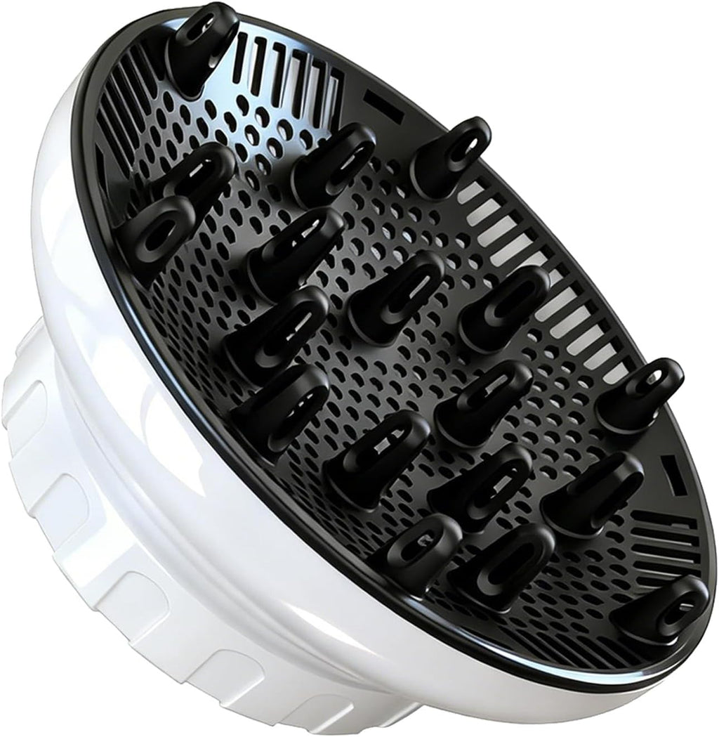 Anhorts universal hair diffuser white front view showing the honeycomb vent structure for even airflow.