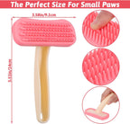 Pink silicone small animal massage brush showcasing the soft flexible bristles